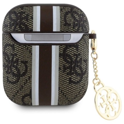 Guess GUA2P4RPSW AirPods 1/2 cover brązowy/brown 4G Printed Stripes Charm Guess GUA2P4RPSW AirPods 1/2 cover brązowy/brown 4G Printed Stripes Charm