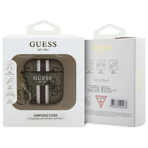 Guess GUA2P4RPSW AirPods 1/2 cover brązowy/brown 4G Printed Stripes Charm Guess GUA2P4RPSW AirPods 1/2 cover brązowy/brown 4G Printed Stripes Charm