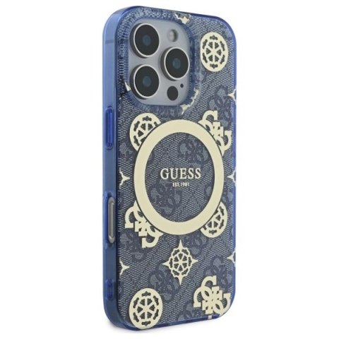 Guess GUHMP16XH4PYEEB iPhone 16 Pro Max 6.9" niebieski/blue hardcase IML Peony On 4G Background MagSafe Guess GUHMP16XH4PYEEB iPhone 16 Pro Max 6.9" niebieski/blue hardcase IML Peony On 4G Background MagSafe
