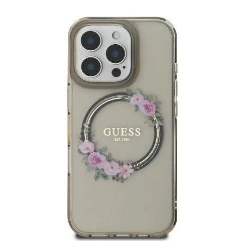 Guess GUHMP16XHFWFCK iPhone 16 Pro Max 6.9" czarny/black hardcase IML Flowers Wreath MagSafe Guess GUHMP16XHFWFCK iPhone 16 Pro Max 6.9" czarny/black hardcase IML Flowers Wreath MagSafe