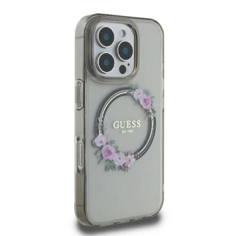 Guess GUHMP16XHFWFCK iPhone 16 Pro Max 6.9" czarny/black hardcase IML Flowers Wreath MagSafe Guess GUHMP16XHFWFCK iPhone 16 Pro Max 6.9" czarny/black hardcase IML Flowers Wreath MagSafe