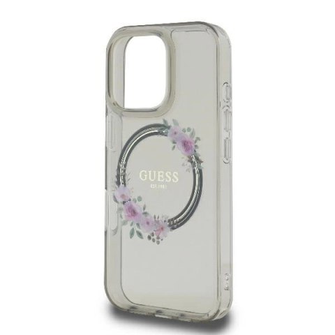 Guess GUHMP16XHFWFCK iPhone 16 Pro Max 6.9" czarny/black hardcase IML Flowers Wreath MagSafe Guess GUHMP16XHFWFCK iPhone 16 Pro Max 6.9" czarny/black hardcase IML Flowers Wreath MagSafe