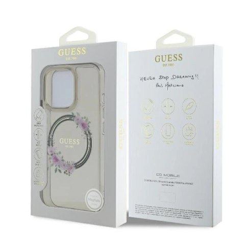 Guess GUHMP16XHFWFCK iPhone 16 Pro Max 6.9" czarny/black hardcase IML Flowers Wreath MagSafe Guess GUHMP16XHFWFCK iPhone 16 Pro Max 6.9" czarny/black hardcase IML Flowers Wreath MagSafe