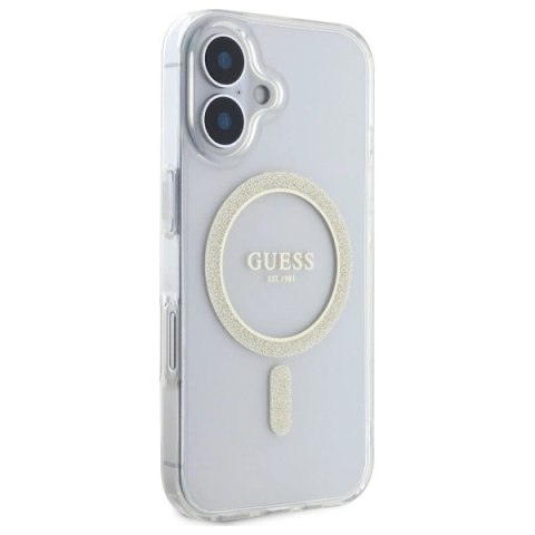 Guess GUHMP16MHFGERET iPhone 16 Plus 6.7" przeźroczysty/transparent hardcase IML Glitter Circle MagSafe Guess GUHMP16MHFGERET iPhone 16 Plus 6.7" przeźroczysty/transparent hardcase IML Glitter Circle MagSafe