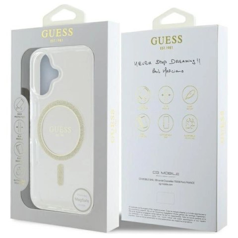 Guess GUHMP16MHFGERET iPhone 16 Plus 6.7" przeźroczysty/transparent hardcase IML Glitter Circle MagSafe Guess GUHMP16MHFGERET iPhone 16 Plus 6.7" przeźroczysty/transparent hardcase IML Glitter Circle MagSafe
