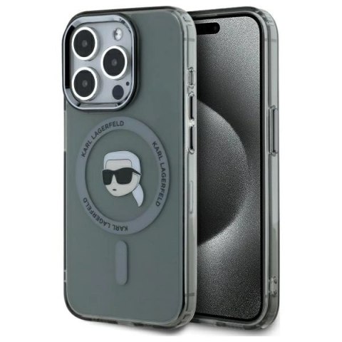 Karl Lagerfeld KLHMP15XHLSKIK iPhone 15 Pro Max 6.7" czarny/black hardcase IML Metal Karl Head MagSafe Karl Lagerfeld KLHMP15XHLSKIK iPhone 15 Pro Max 6.7" czarny/black hardcase IML Metal Karl Head MagSafe