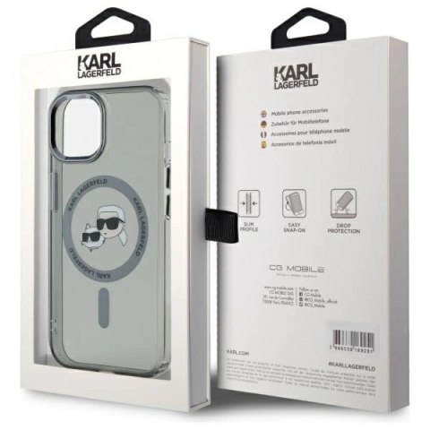 Karl Lagerfeld KLHMP15SHLSKCK iPhone 15 6.1" czarny/black hardcase IML Metal Karl&Choupette Head MagSafe Karl Lagerfeld KLHMP15SHLSKCK iPhone 15 6.1" czarny/black hardcase IML Metal Karl&Choupette Head MagSafe