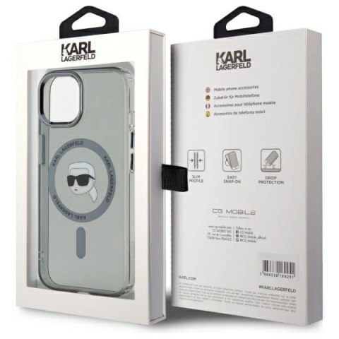 Karl Lagerfeld KLHMP15SHLSKIK iPhone 15 6.1" czarny/black hardcase IML Metal Karl Head MagSafe Karl Lagerfeld KLHMP15SHLSKIK iPhone 15 6.1" czarny/black hardcase IML Metal Karl Head MagSafe