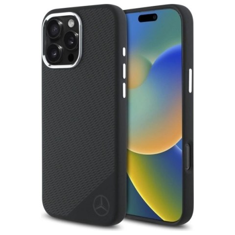 Mercedes MEHMP16L23SUGDK iPhone 16 Pro 6.3" czarny/black hardcase Silicone Tonal Logo Wood Pattern MagSafe