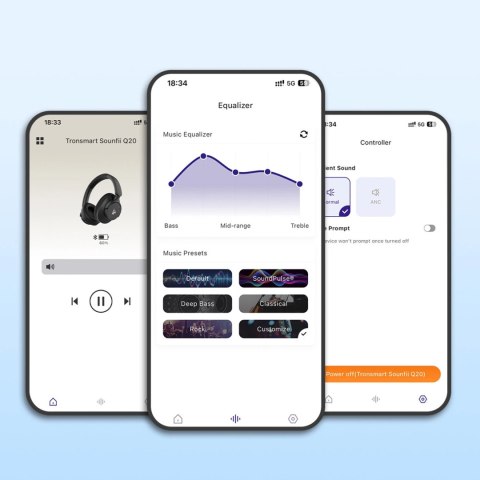 Słuchawki bezprzewodowe Tronsmart Sounfii Q20 ANC nauszne Bluetooth 5.3 - białe Słuchawki bezprzewodowe Tronsmart Sounfii Q20 ANC nauszne Bluetooth 5.3 - białe