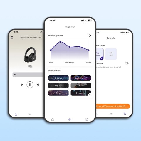 Słuchawki bezprzewodowe Tronsmart Sounfii Q20 ANC nauszne Bluetooth 5.3 - czarne Słuchawki bezprzewodowe Tronsmart Sounfii Q20 ANC nauszne Bluetooth 5.3 - czarne