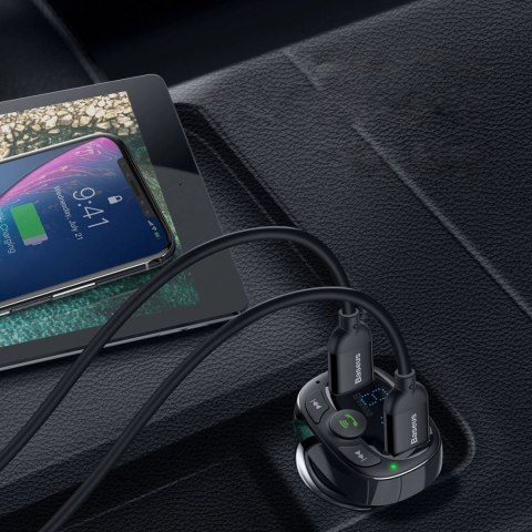 Transmiter Bluetooth / ładowarka do samochodu Baseus S-09A (Overseas Edition) - czarny Transmiter Bluetooth / ładowarka do samochodu Baseus S-09A (Overseas Edition) - czarny