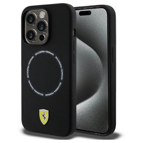 Etui Ferrari Printed Ring MagSafe na iPhone 15 Pro Max - czarne Etui Ferrari Printed Ring MagSafe na iPhone 15 Pro Max - czarne