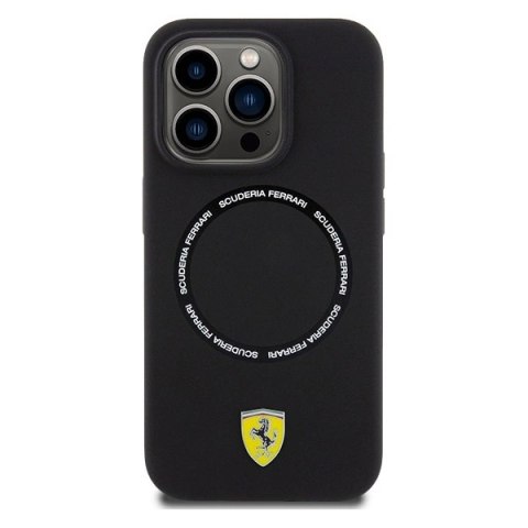Etui Ferrari Printed Ring MagSafe na iPhone 15 Pro Max - czarne Etui Ferrari Printed Ring MagSafe na iPhone 15 Pro Max - czarne