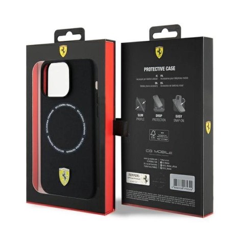 Etui Ferrari Printed Ring MagSafe na iPhone 15 Pro Max - czarne Etui Ferrari Printed Ring MagSafe na iPhone 15 Pro Max - czarne