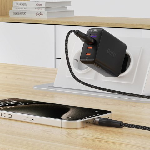 Kabel Acefast C11-04 USB-A - USB-C 3A 1,2 m w magnetycznym oplocie - czarny Kabel Acefast C11-04 USB-A - USB-C 3A 1,2 m w magnetycznym oplocie - czarny