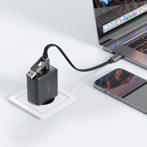 Kabel Acefast C13-05 USB-C - USB-A / USB-C 480Mb/s 3A 0.2m - czarny Kabel Acefast C13-05 USB-C - USB-A / USB-C 480Mb/s 3A 0.2m - czarny
