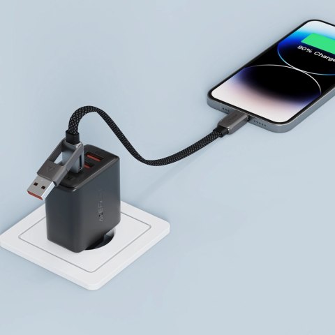 Kabel Acefast C13-05 USB-C - USB-A / USB-C 480Mb/s 3A 0.2m - czarny Kabel Acefast C13-05 USB-C - USB-A / USB-C 480Mb/s 3A 0.2m - czarny