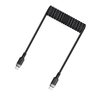 Kabel Acefast C14-03 USB-C - USB-C sprężynowy 480Mb/s 3A 1.2m - czarny