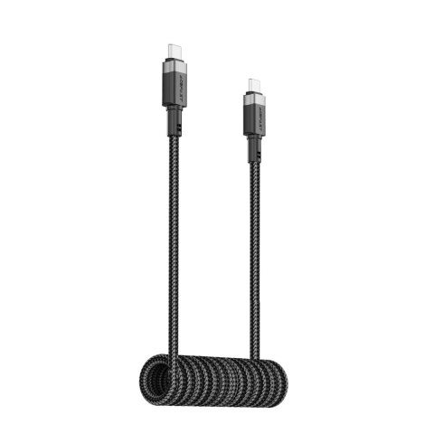 Kabel Acefast C14-03 USB-C - USB-C sprężynowy 480Mb/s 3A 1.2m - czarny Kabel Acefast C14-03 USB-C - USB-C sprężynowy 480Mb/s 3A 1.2m - czarny