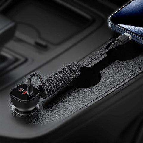 Kabel Acefast C14-03 USB-C - USB-C sprężynowy 480Mb/s 3A 1.2m - czarny Kabel Acefast C14-03 USB-C - USB-C sprężynowy 480Mb/s 3A 1.2m - czarny