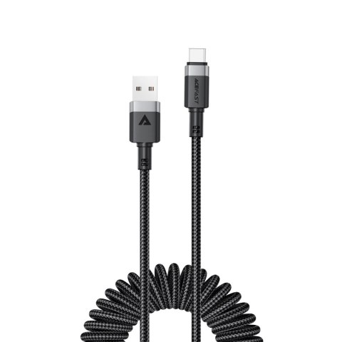 Kabel Acefast C14-04 USB-A - USB-C sprężynowy 480Mb/s 3A 1.2m - czarny Kabel Acefast C14-04 USB-A - USB-C sprężynowy 480Mb/s 3A 1.2m - czarny