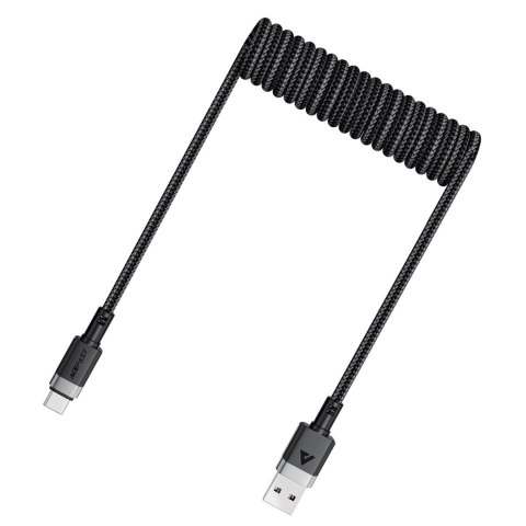 Kabel Acefast C14-04 USB-A - USB-C sprężynowy 480Mb/s 3A 1.2m - czarny Kabel Acefast C14-04 USB-A - USB-C sprężynowy 480Mb/s 3A 1.2m - czarny