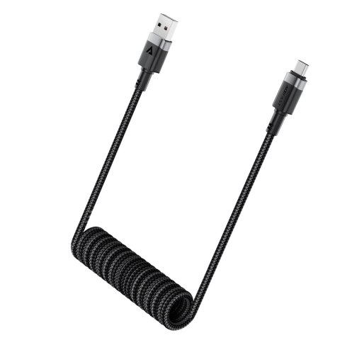 Kabel Acefast C14-04 USB-A - USB-C sprężynowy 480Mb/s 3A 1.2m - czarny Kabel Acefast C14-04 USB-A - USB-C sprężynowy 480Mb/s 3A 1.2m - czarny
