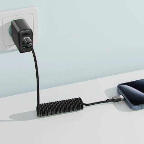 Kabel Acefast C14-04 USB-A - USB-C sprężynowy 480Mb/s 3A 1.2m - czarny Kabel Acefast C14-04 USB-A - USB-C sprężynowy 480Mb/s 3A 1.2m - czarny