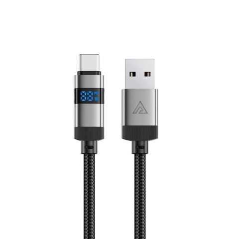 Kabel Acefast C15-04 USB-A - USB-C z wyświetlaczem 480Mb/s 66W 1.2m - czarny Kabel Acefast C15-04 USB-A - USB-C z wyświetlaczem 480Mb/s 66W 1.2m - czarny