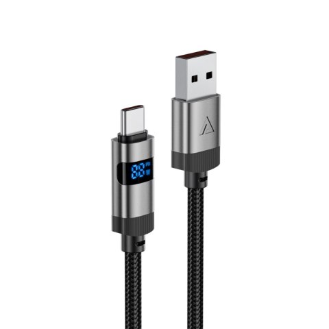 Kabel Acefast C15-04 USB-A - USB-C z wyświetlaczem 480Mb/s 66W 1.2m - czarny Kabel Acefast C15-04 USB-A - USB-C z wyświetlaczem 480Mb/s 66W 1.2m - czarny