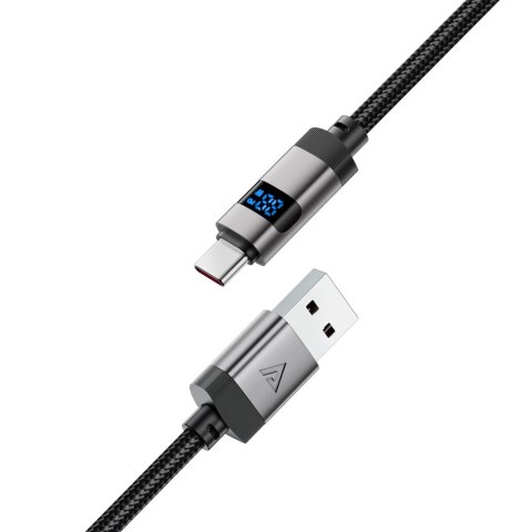 Kabel Acefast C15-04 USB-A - USB-C z wyświetlaczem 480Mb/s 66W 1.2m - czarny Kabel Acefast C15-04 USB-A - USB-C z wyświetlaczem 480Mb/s 66W 1.2m - czarny