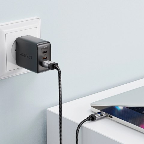 Kabel Acefast C15-04 USB-A - USB-C z wyświetlaczem 480Mb/s 66W 1.2m - czarny Kabel Acefast C15-04 USB-A - USB-C z wyświetlaczem 480Mb/s 66W 1.2m - czarny
