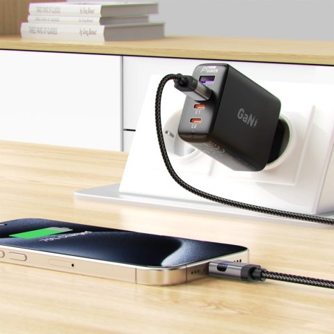 Kabel Acefast C15-04 USB-A - USB-C z wyświetlaczem 480Mb/s 66W 1.2m - czarny Kabel Acefast C15-04 USB-A - USB-C z wyświetlaczem 480Mb/s 66W 1.2m - czarny