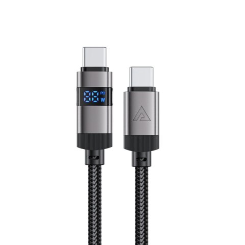 Kabel Acefast C15-04 USB-C - USB-C z wyświetlaczem 480Mb/s 66W 1.2m - czarny Kabel Acefast C15-04 USB-C - USB-C z wyświetlaczem 480Mb/s 66W 1.2m - czarny