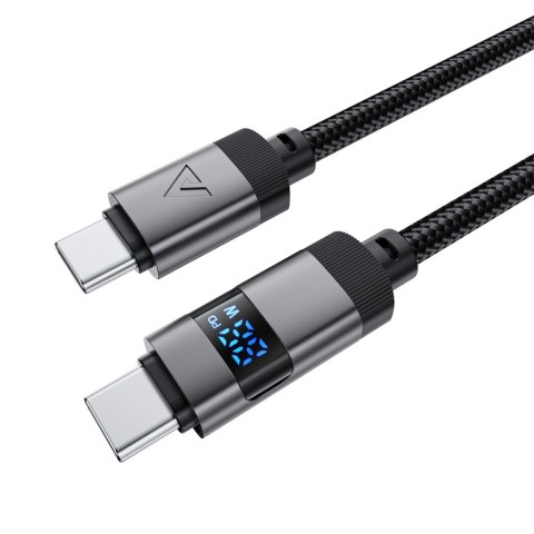 Kabel Acefast C15-04 USB-C - USB-C z wyświetlaczem 480Mb/s 66W 1.2m - czarny Kabel Acefast C15-04 USB-C - USB-C z wyświetlaczem 480Mb/s 66W 1.2m - czarny
