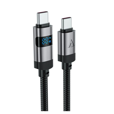 Kabel Acefast C15-04 USB-C - USB-C z wyświetlaczem 480Mb/s 66W 1.2m - czarny Kabel Acefast C15-04 USB-C - USB-C z wyświetlaczem 480Mb/s 66W 1.2m - czarny