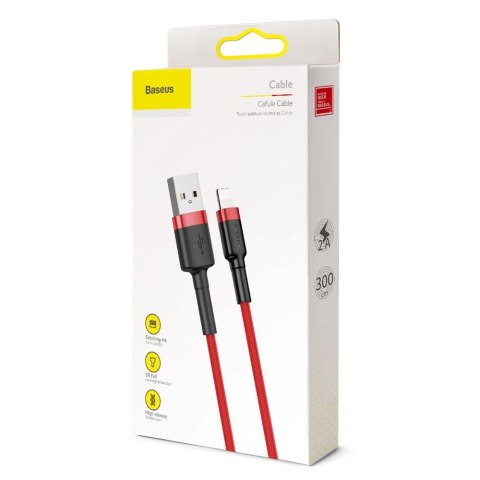 Kabel Baseus Cafule USB-A / Lightning 2A QC 3.0 3 m - czerwony Kabel Baseus Cafule USB-A / Lightning 2A QC 3.0 3 m - czerwony