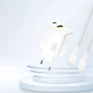 Ładowarka Dudao A26T GaN 25W USB-A, USB-C - biała
