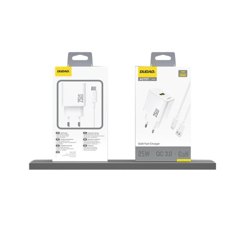 Ładowarka Dudao A27S 25W GaN USB-A - biała Ładowarka Dudao A27S 25W GaN USB-A - biała