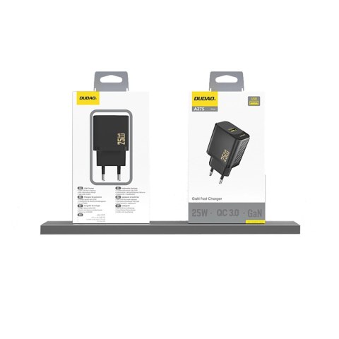 Ładowarka Dudao A27S 25W GaN USB-A - czarna Ładowarka Dudao A27S 25W GaN USB-A - czarna