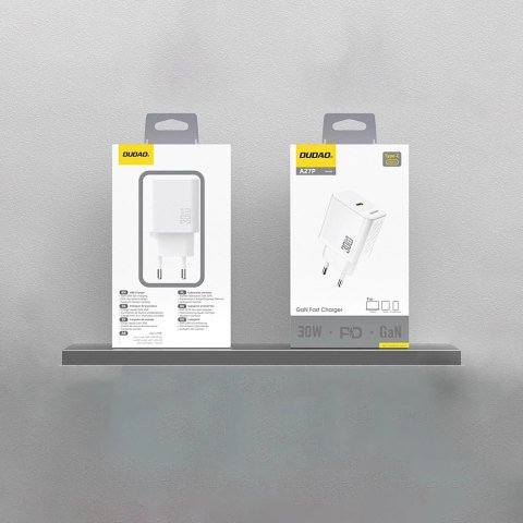 Ładowarka sieciowa Dudao A27P 30W PD GaN USB-C - biała Ładowarka sieciowa Dudao A27P 30W PD GaN USB-C - biała