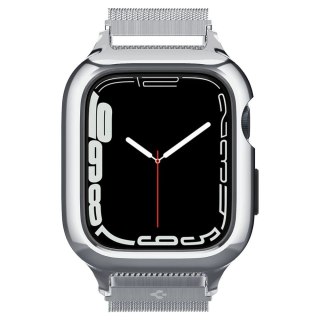 Zestaw etui i pasek Spigen Metal Fit Pro na Apple Watch 4/5/6/7/8/9/SE (44 / 45 mm) - srebrny