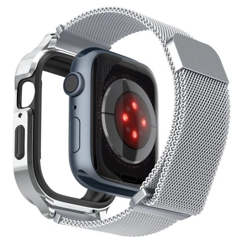 Zestaw etui i pasek Spigen Metal Fit Pro na Apple Watch 4/5/6/7/8/9/SE (44 / 45 mm) - srebrny Zestaw etui i pasek Spigen Metal Fit Pro na Apple Watch 4/5/6/7/8/9/SE (44 / 45 mm) - srebrny