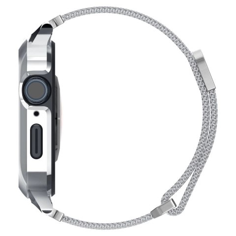 Zestaw etui i pasek Spigen Metal Fit Pro na Apple Watch 4/5/6/7/8/9/SE (44 / 45 mm) - srebrny Zestaw etui i pasek Spigen Metal Fit Pro na Apple Watch 4/5/6/7/8/9/SE (44 / 45 mm) - srebrny