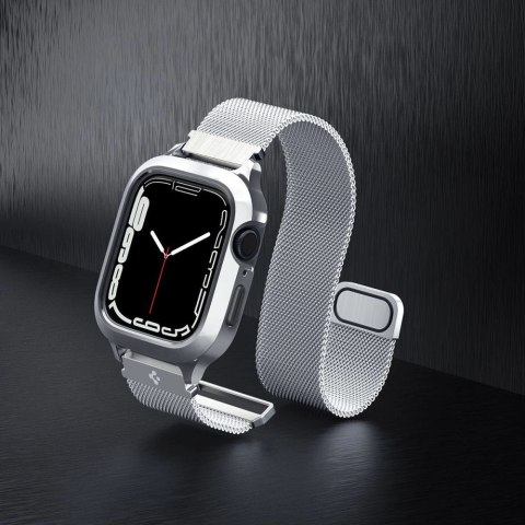 Zestaw etui i pasek Spigen Metal Fit Pro na Apple Watch 4/5/6/7/8/9/SE (44 / 45 mm) - srebrny Zestaw etui i pasek Spigen Metal Fit Pro na Apple Watch 4/5/6/7/8/9/SE (44 / 45 mm) - srebrny