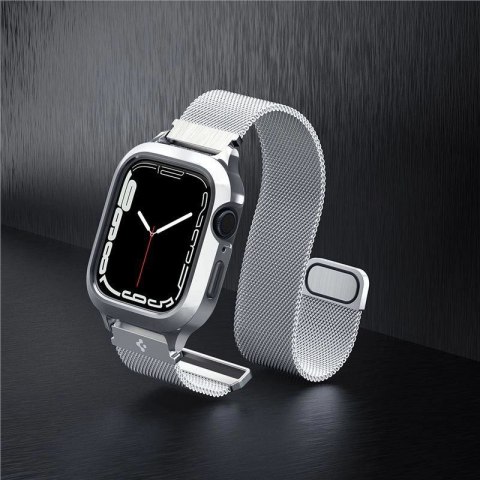 Zestaw etui i pasek Spigen Metal Fit Pro na Apple Watch 4/5/6/7/8/9/SE (44 / 45 mm) - srebrny Zestaw etui i pasek Spigen Metal Fit Pro na Apple Watch 4/5/6/7/8/9/SE (44 / 45 mm) - srebrny