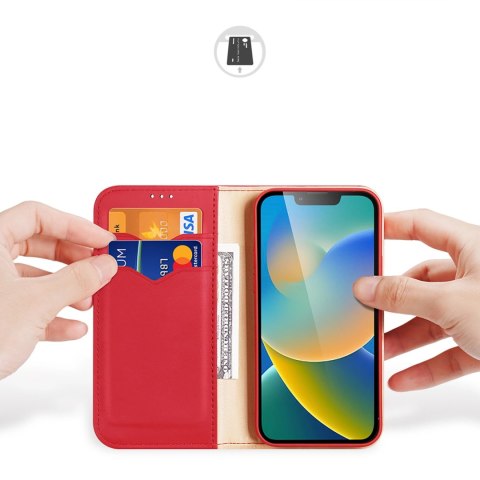 Dux Ducis Hivo skórzane etui z klapką pokrowiec ze skóry naturalnej portfel na karty i dokumenty iPhone 14 Plus czerwony Dux Ducis Hivo skórzane etui z klapką pokrowiec ze skóry naturalnej portfel na karty i dokumenty iPhone 14 Plus czerwony