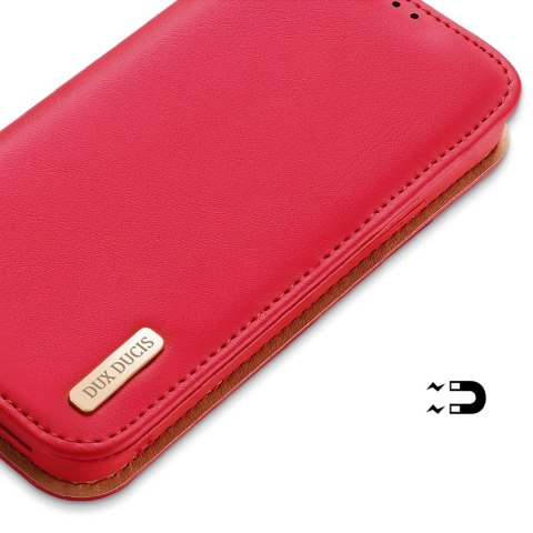 Dux Ducis Hivo skórzane etui z klapką pokrowiec ze skóry naturalnej portfel na karty i dokumenty iPhone 14 Plus czerwony Dux Ducis Hivo skórzane etui z klapką pokrowiec ze skóry naturalnej portfel na karty i dokumenty iPhone 14 Plus czerwony