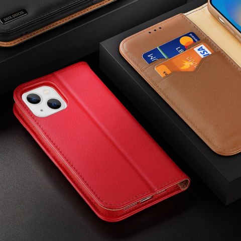 Dux Ducis Hivo skórzane etui z klapką pokrowiec ze skóry naturalnej portfel na karty i dokumenty iPhone 14 Plus czerwony Dux Ducis Hivo skórzane etui z klapką pokrowiec ze skóry naturalnej portfel na karty i dokumenty iPhone 14 Plus czerwony